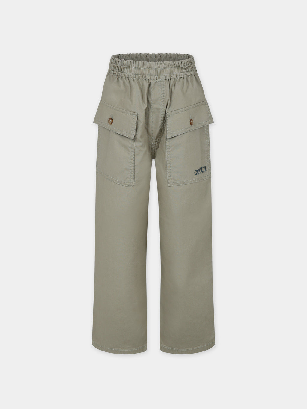 Green trousers for boy with logo